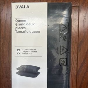 IKEA DVALA QUEEN PILLOW CASE BLACK 2 ct